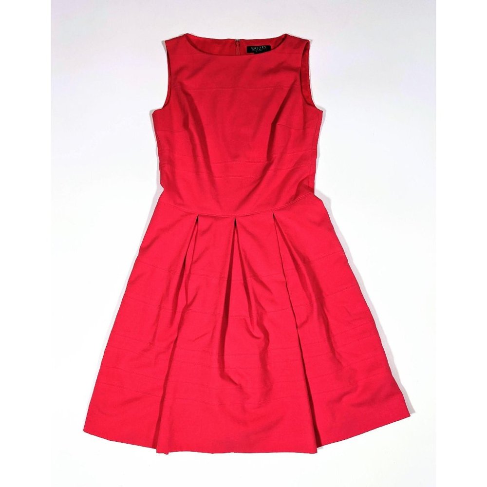 Ralph Lauren A-Line Pleated Cocktail Dress in Pink and Orange